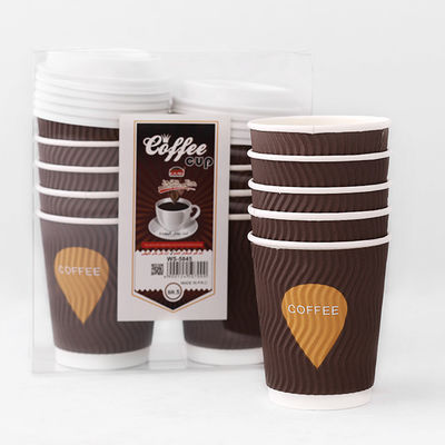 8oz Kraft κυματιστή χαρτί φλιτζάνια 92mm PE επικαλυμμένο καυτό καφέ καφέ