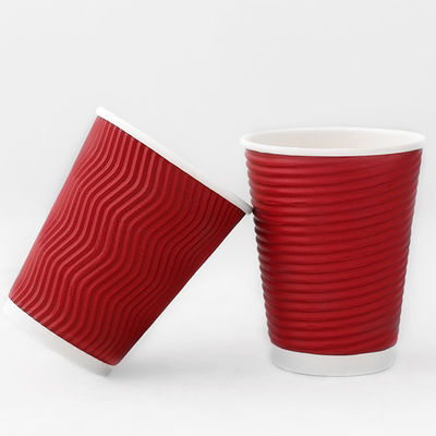 Κόκκινα 540 ml κυματιζόμενα ποτήρια από τοίχο 16oz κυματιζόμενα ποτήρια από χαρτί